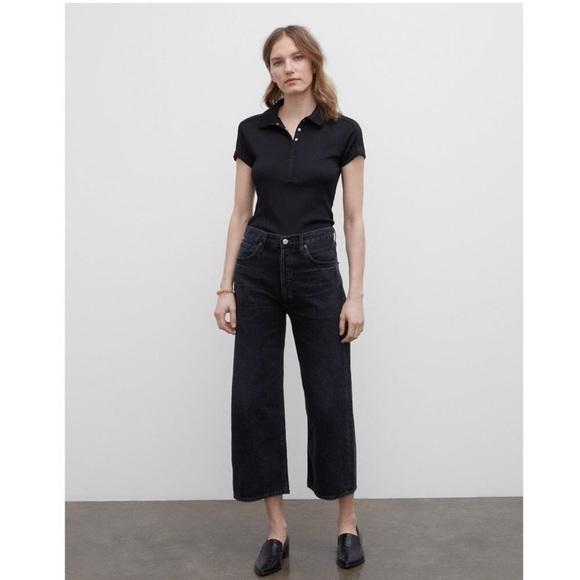 Citizens Of Humanity Sacha High Rise Wide Leg Crop Jeans Black Rigid Womens 28 - Picture 1 of 12